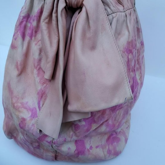 Prada nappa leather hobo bag beige peach ivory Pink double handle Tote tie dyed - Picture 10 of 16